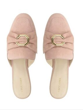 Cole Haan Leela Suede Bow Loafer Mule Blush Pink Size 9B